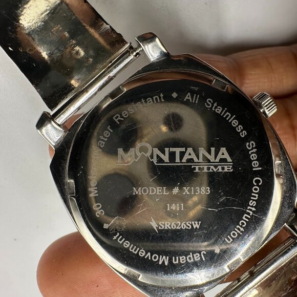 Montana Time Watch Women Silver Tone Mother of Pearl Dial Scroll Design Band - Picture 7 of 14